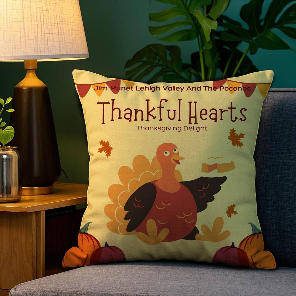 Thanksgiving Cute Turkey Pillow Case Sofa Living Room Bedroom Double-sided Printing Square Cushion Nap Time Cushion Cover
