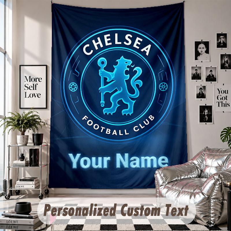 Custom Tapestry Wall Hanging, Chelsea FC Personalized Name Text Home Wall Decor