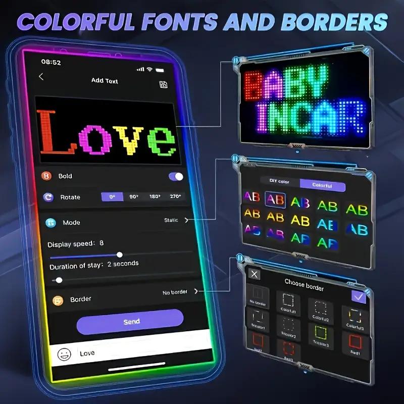 Programmable LED Matrix Pixel DC 5V RGB LED Car Sign Animation Panel DIY Bluetooth App Control LED Panel Flexible Display Light