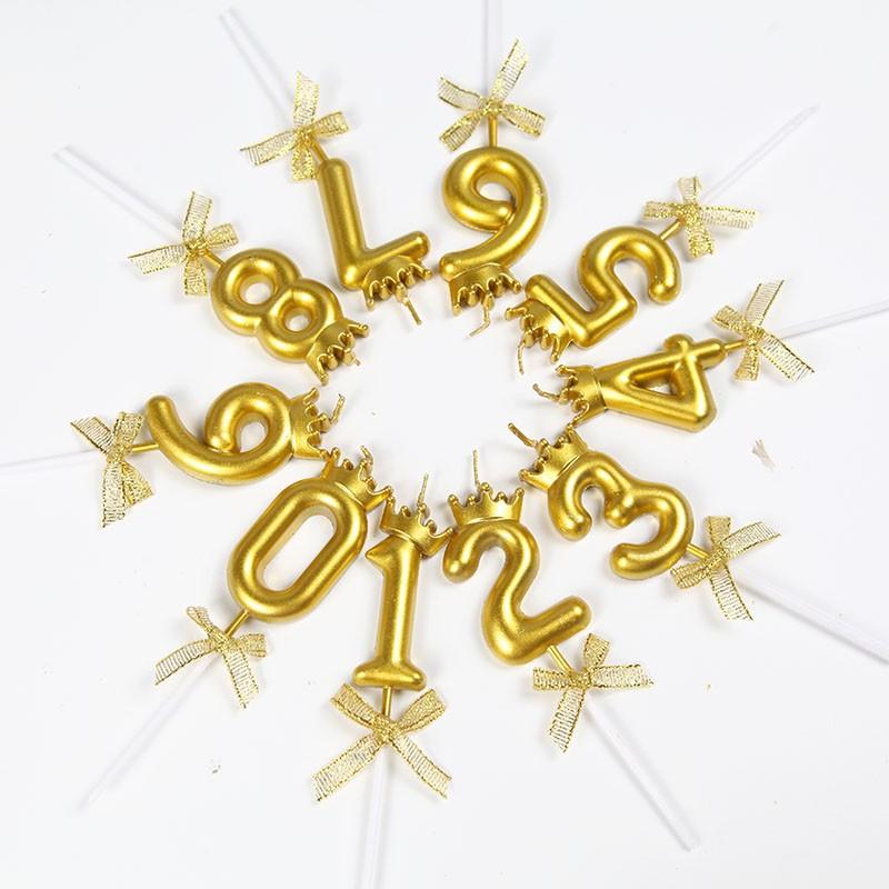 Свечи для торта на день рождения с цифрами от 0 до 9 Свечи в виде золотой короны Украшения для десерта Торт на день рождения Цифровые свечи Аксессуары
