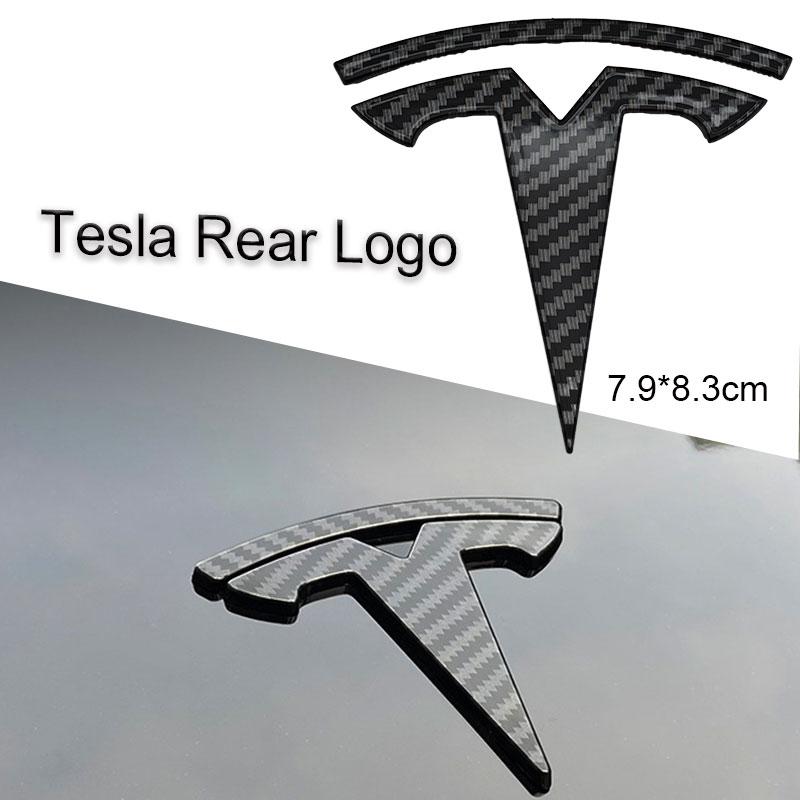 UBLM4 3D ABS Car Front Head Hood Emblem Rear Trunk Badge Sticker For Tesla Model 3 Model Y Replacement Decoration Decals Accessories