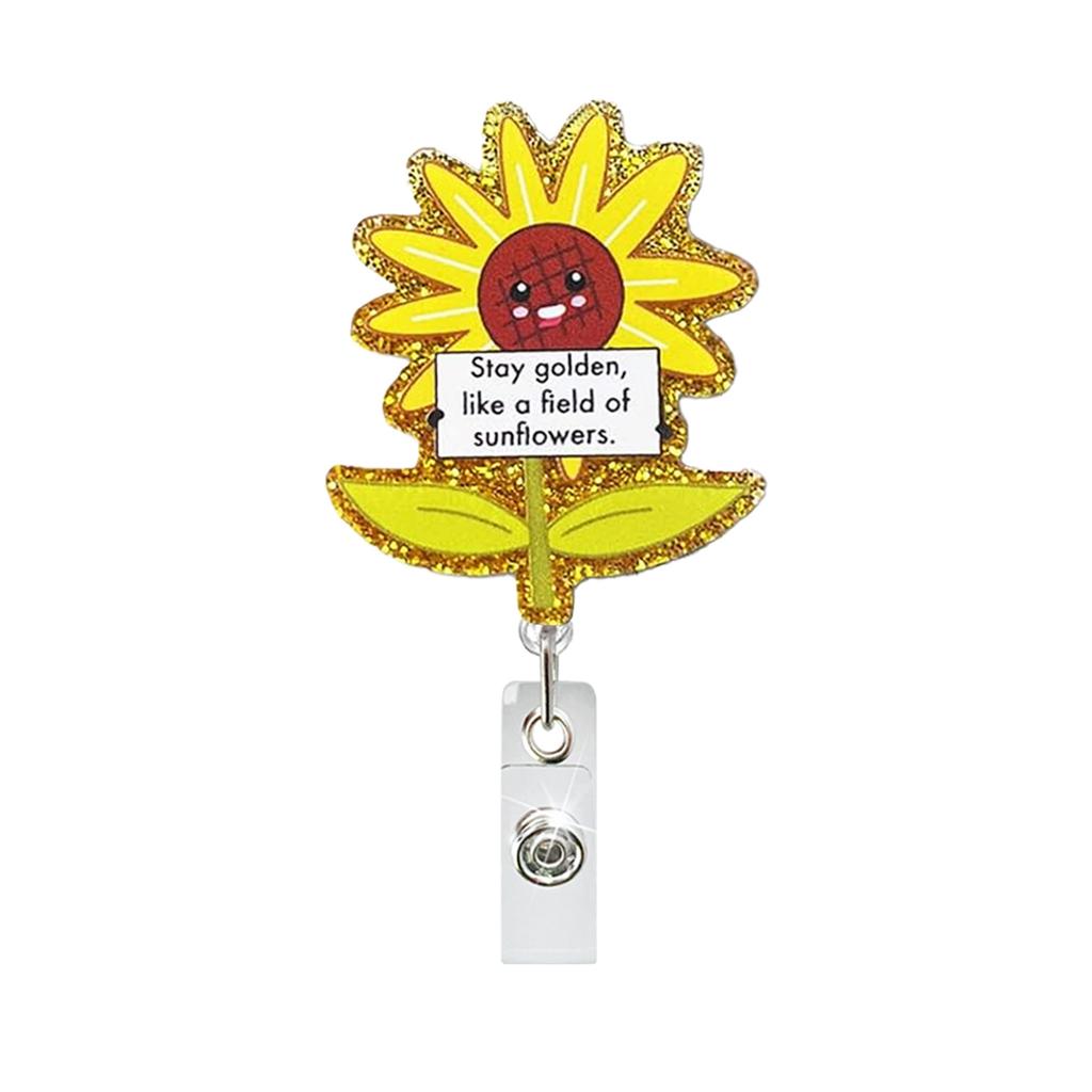 Cute Quotes Id Holder Compact Acrylic Badge Holder Nurse Badge Clip Sturdy Fruit Badge Reel For School Student Office Work