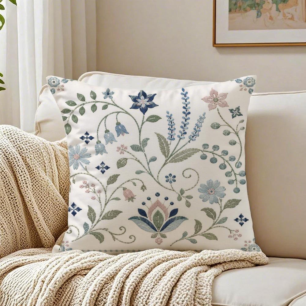 Beautiful Flowers Leaves Pillow Case Organic Short Plush Cushion Covers Breathable Washable WrinkleResistant