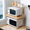 New Kitchen Countertops Storage Shelf Multi-Layer Bamboo Adjustable Microwave Oven Shelf with Hanging Hook Chopping Board Holder