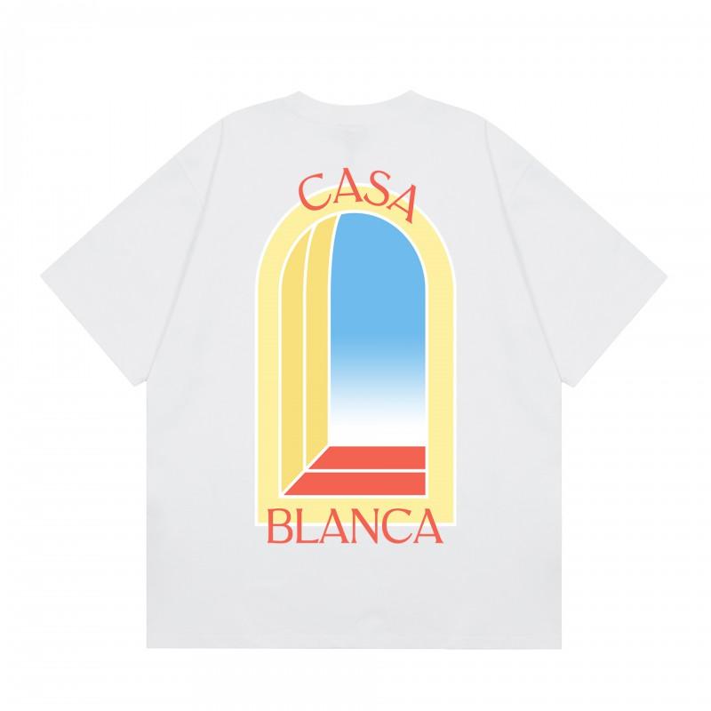 Casablanca Streetwear T-Shirt Men Women Loose Fit Short Sleeve Casual Tee High Street Style