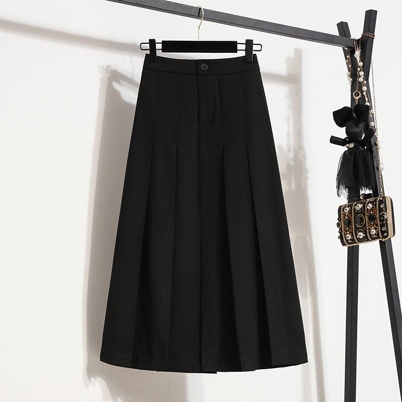 DIMANAF 2025 Plus Size Autumn High Waist Skirts Women Loose Skirt A-Line Fashion Maxi Pleated Skirts