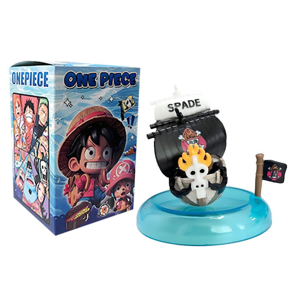 One Piece blind box 1-8pcs Anime Ship Figure Luffy Model Toy kawayi Mini Boat Pirate Ship Navy Going Merry Boat Assembled Model