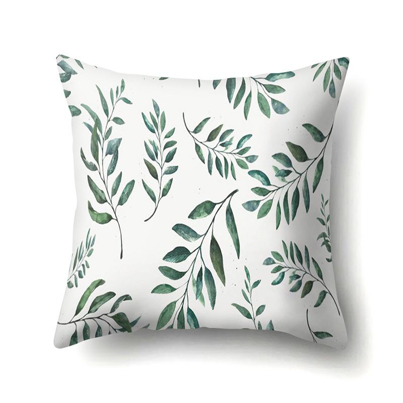 Полиэстеровая наволочка Скандинавский растительный стиль Принт с цветами Бархатная наволочка из персиковой кожи