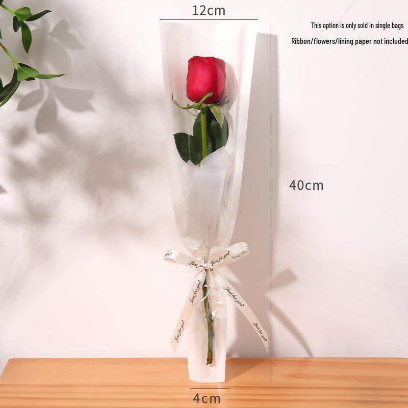 Valentine's Day Transparent Waterproof Flower Bag for Single Bouquet