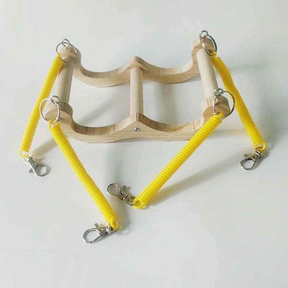 Bird Toys Chew-resistant Wood Bird Swing Wear Resistant Hanging Bird Training Stand Elastic Bird Perch Cage Accessories