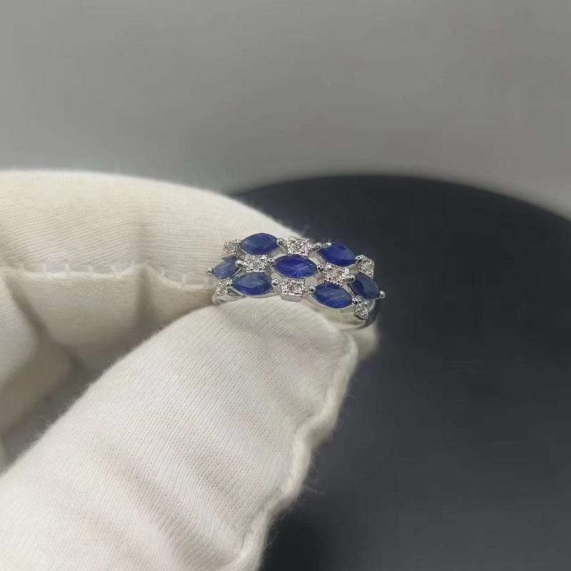Sace Gems Кольца из стерлингового серебра 925 пробы с изменяемым размером 2*5 мм с натуральным сапфиром для женщин, ювелирные изделия для помолвки, коктейля и вечеринки