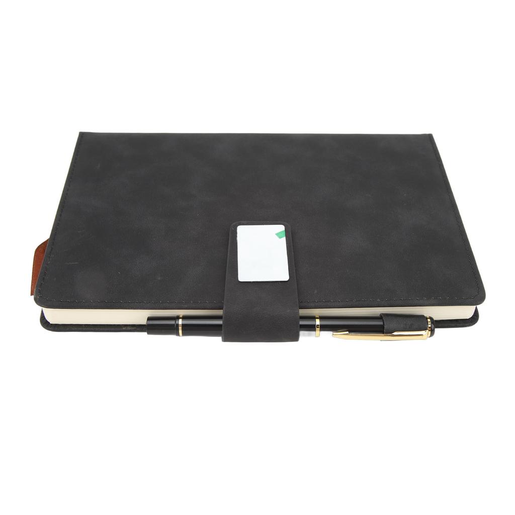 A5 Notebook PU Leather Cover Ribbon Bookmark Ink Proof Thick Paper Ruled Paper Notebook with Pen
