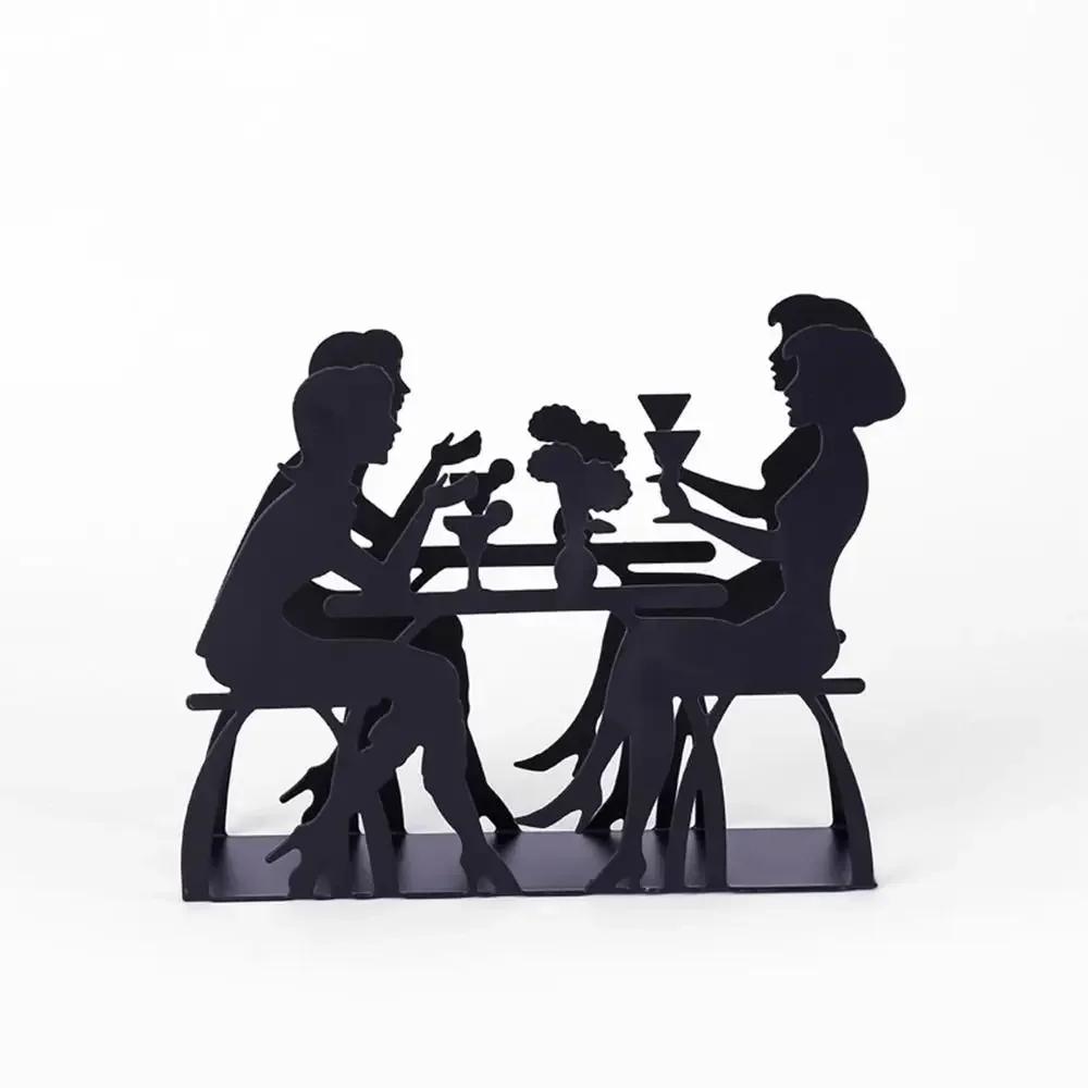 Black Paper Towel Holder Metal Modern Tissue Organizer Hollow Design Iron Art Desktop Decorations Accessories