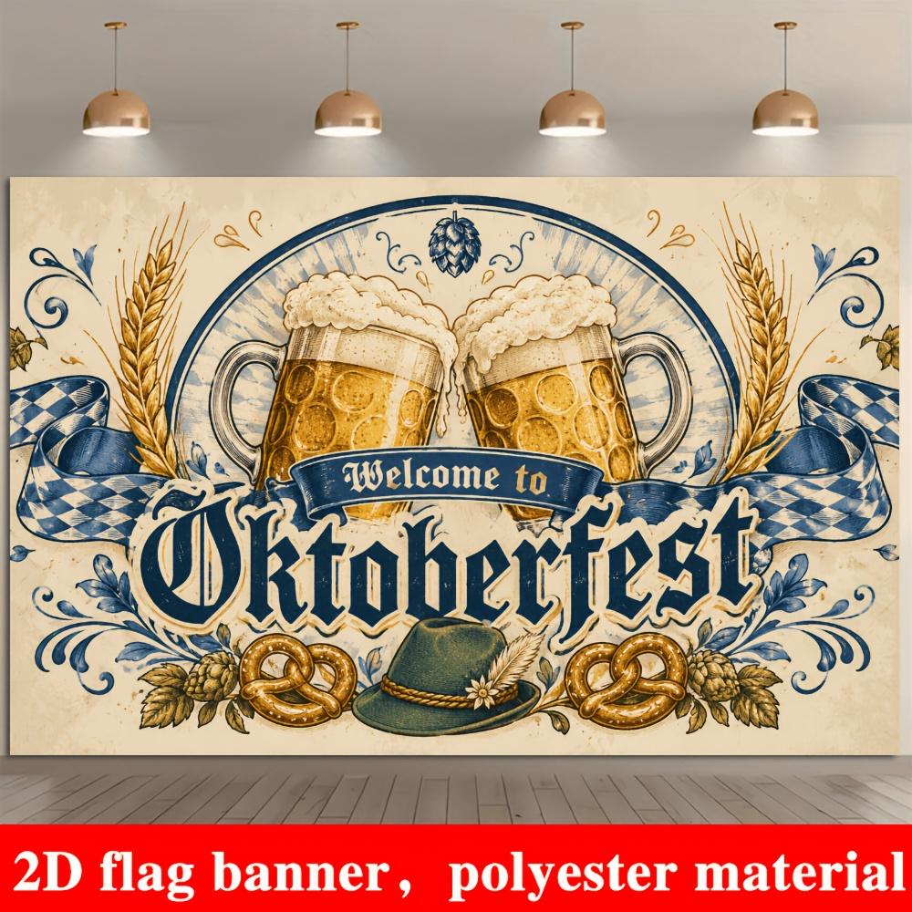 2D flat flags, Munich Beer Festival themed banner background, suitable for indoor and outdoor beer festival events