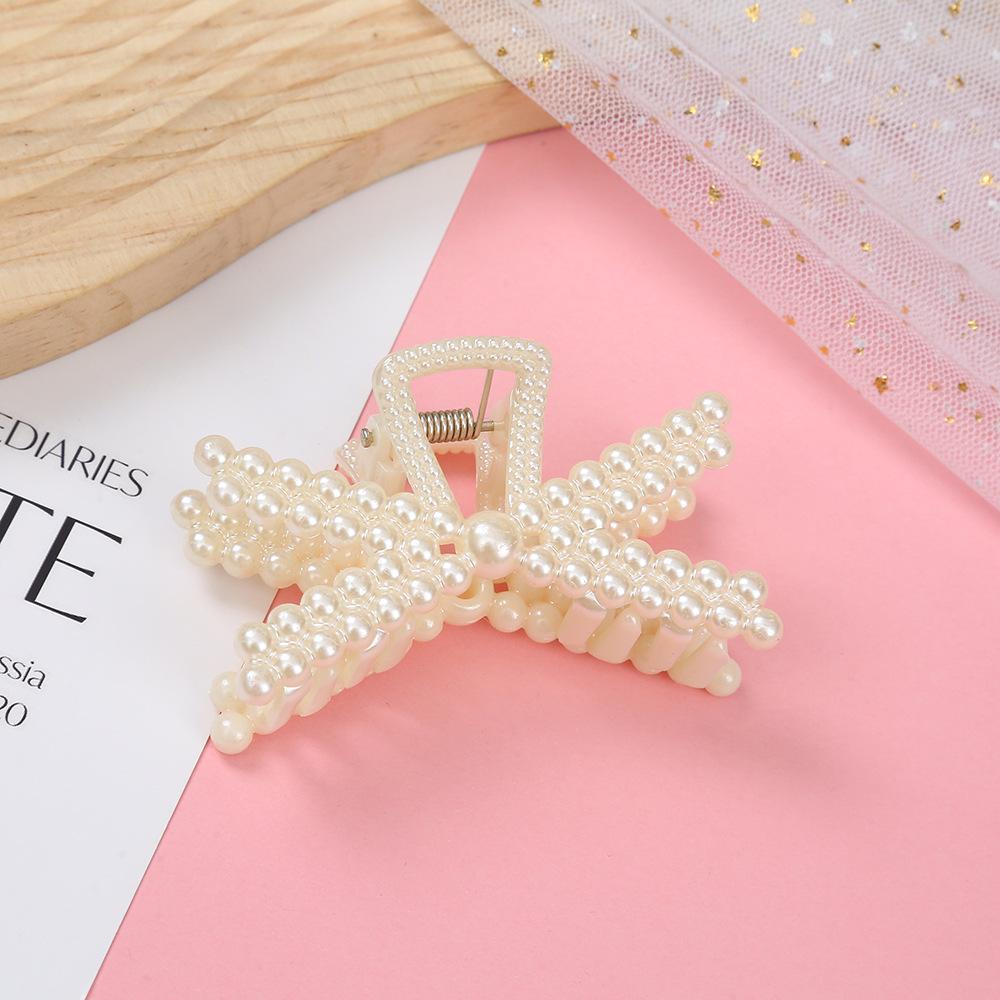 Корейская заколка для волос с бантом из жемчуга и геометрической акулой - простая и универсальная заколка для волос