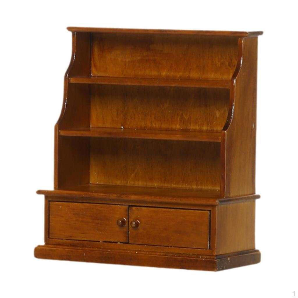 Dollhouse Cabinet Doll House Furniture Ornament Simulation Mini Storage Shelf with Drawer Bookcase