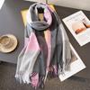 New Winter Fashion Plaid Scarf for Women Men Classic Warm Chunky Soft Cashmere Feel Scarves Match Overcoat Knitted Shawl