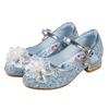 Girls' Princess Shoes New Fashionable Children's Shoes Spring and Autumn High Heels Velcro Single Shoes Little Girls' Pink Crystal Shoes