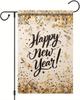 Happy New Year Garden Ag 12x18 Inch Gold Glitter Confetti and Streamers On White Background Happy New Year Outdoor Yard Po