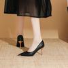Black Commuter High Heels Women's Stilettos 2025 Spring New Temperament Versatile Professional Pointed Work Single Shoes Are Not Tired