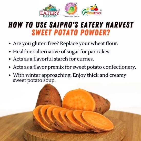 Порошок батата EATERY HARVEST от Saipro, 500 г (250 г* 2 упаковки) Цельная пища | Хороший источник клетчатки и углеводов | Замена свежему батату