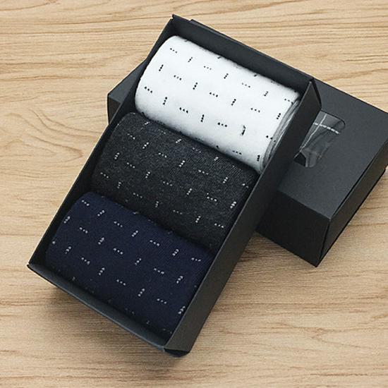 3 Pairs Men's Autumn & Winter Mid-Tube Solid Cotton Socks, Business Casual Style