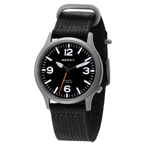 BERNY Titanium Watch Men Men's Watch Men's Watch Japan Sweep Seconds Quartz Movement VH31 5ATM Waterproof Analog Quartz Watch Super Luminous Sapphire