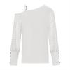 Womens Long Sleeve Blouse Shirts Solid Color Pullover T-shirts Sexy Off-shoulder Y2k Top