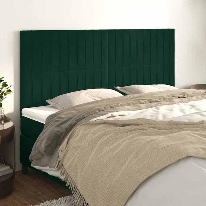 Tête de lit - Maison Exclusive - Vert foncé - Velours doux - 200 x 5 x 118/128 cm