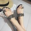 Набор женских тапочек большого размера на лето, новые европейские и американские тапочки большого размера для женщин 42 размера со стразами, плоский носок, sli