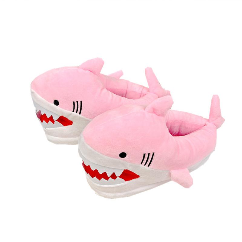 Unisex Cartoon Shark Plush Slippers for Men Women Soft Animal Funny Home Indoor Winter Warm Floor Shoes