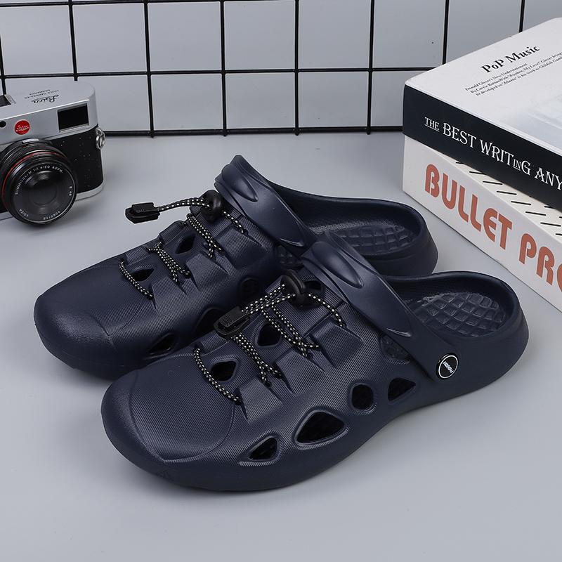 Мужские летние нескользящие мягкие шлепанцы из ЭВА, мужские уличные сандалии с отверстиями для сада, повседневные дышащие удобные плоские домашние тапочки