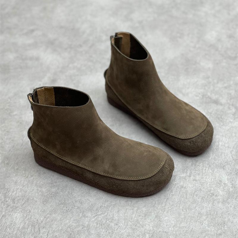 Кожаные ботильоны женские осенне-зимние ботильоны из коровьей кожи с круглым носком и мягкой подошвой, мягкий верх, повседневные ботильоны