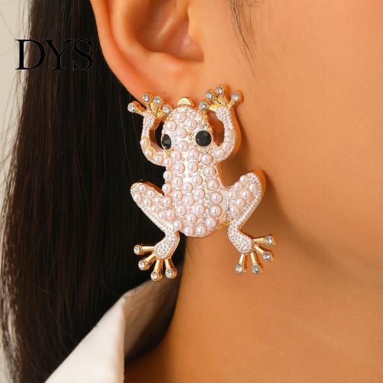 Jewelry Frog for Women, Rhinestone Stud Earrings, Sparkly Cute Sweet Cool Accessories Animal Brooch Pin, Vintage Boho Summer Beach Vacation Statement
