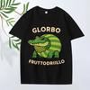 Glorbo Fruttodrillo Итальянский мем Brainrot Футболка мужская женская Оверсайз 100% Хлопок смешная с коротким рукавом Летний принт Унисекс топы