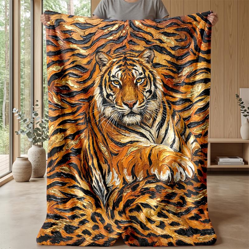 Tiger Spirit in Water Theme blanket Lightweight Warm Flannel Blanket Decorative Throw Blanket for Home Decoration