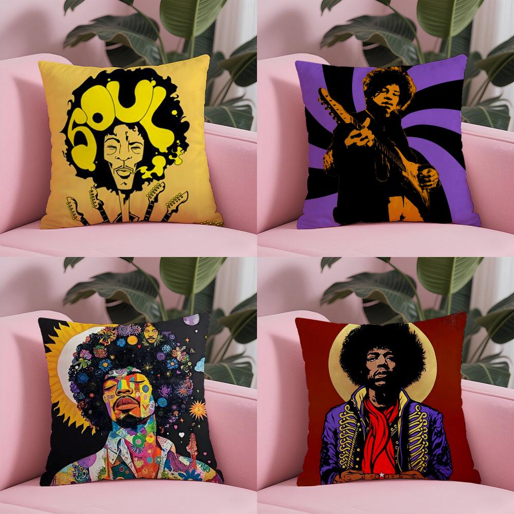 Наволочка SingerJ-Jimi H-Hendrix Мягкая Плюшевая Ткань Двусторонняя Печатная Наволочка для Подушки Теплая Зимняя Подушка для Дивана