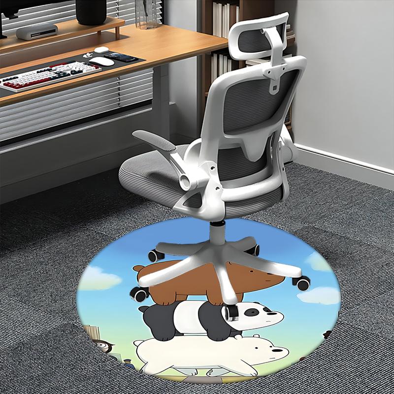 Round Chair Mat - Cute Cartoon Bear Stack Design Round Carpet for Home Decor, Office Use, Living Room
