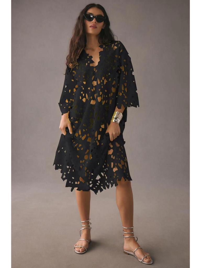 2023 New European & American Casual Loose Beach Vacation Lace Cover-Up Shirt