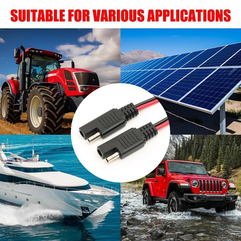 18AWG SAE Battery Lead Quick Connect Disconnect Cable Connector Car Solar Panel Battery Charger Plug Auto Motorcycle Accessories