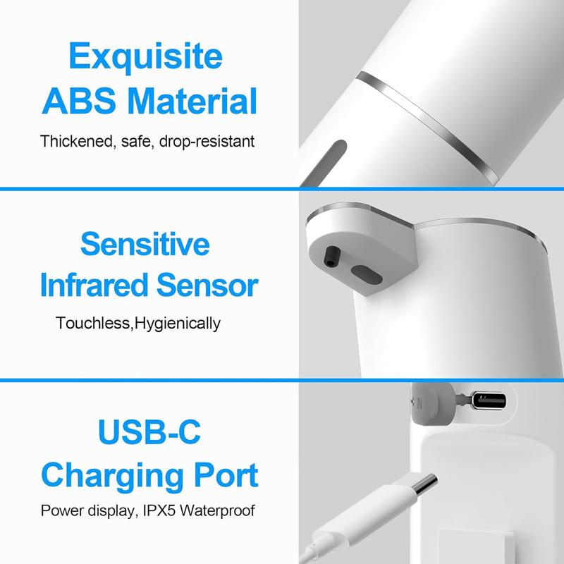 Белый дозатор жидкого мыла автоматический дозатор пены ТИП C 4 уровня 380 мл умные дозаторы мыла аксессуары для ванной комнаты