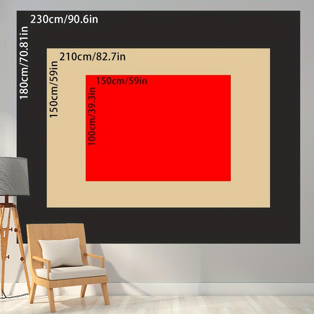1pc Glam Style Polyester Wall Tapestry, Red-Eyed Long-Haired Black Wolf and Silhouette of Sword-Wielding Old for Man, Da