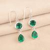 Friendship Day Sale Green Emerald Gemstone Dangle Earrings Jewelry 925 Silver EE-142-11