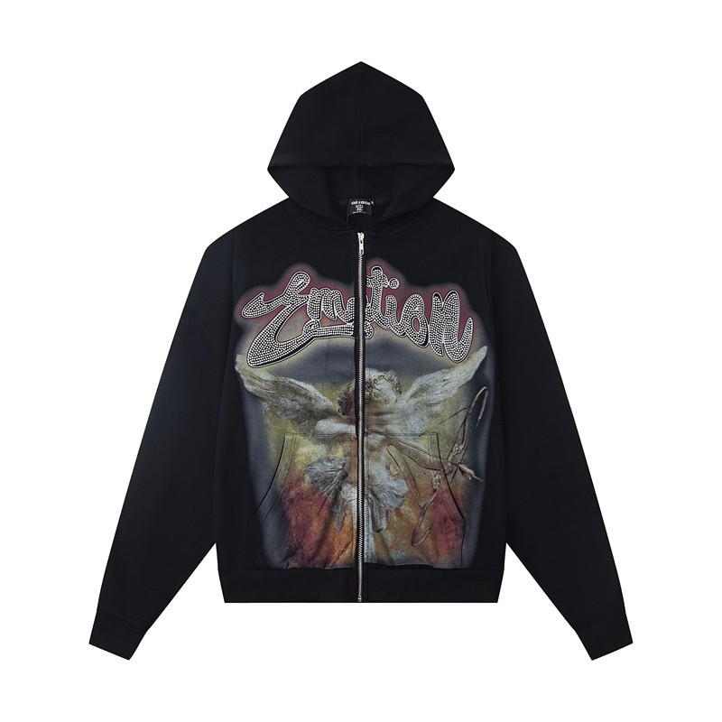 Street Style Hooded Sweatshirt Men Women Loose Fit Printed Design Casual Wear