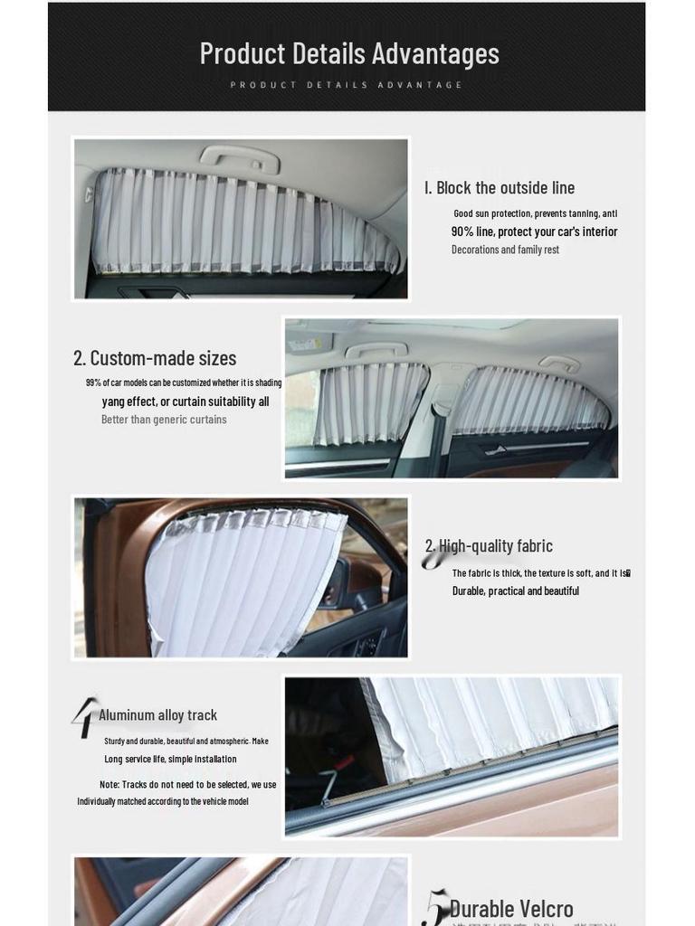 Jinbei Grace Car Curtains: Heat Insulation & Blackout Venetian Blinds with Aluminum Alloy Double Track