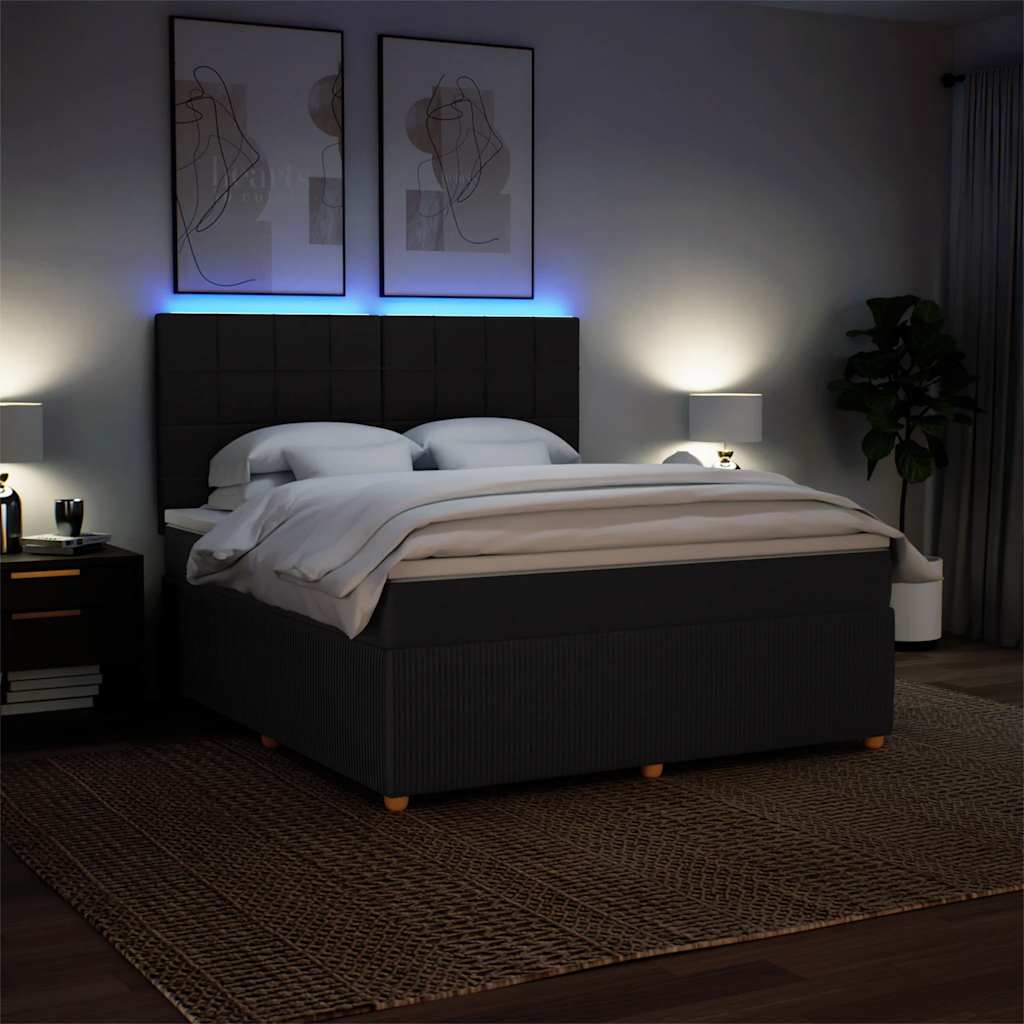 Box Spring Bed with Mattress Black 180 x 200 cm Fabric