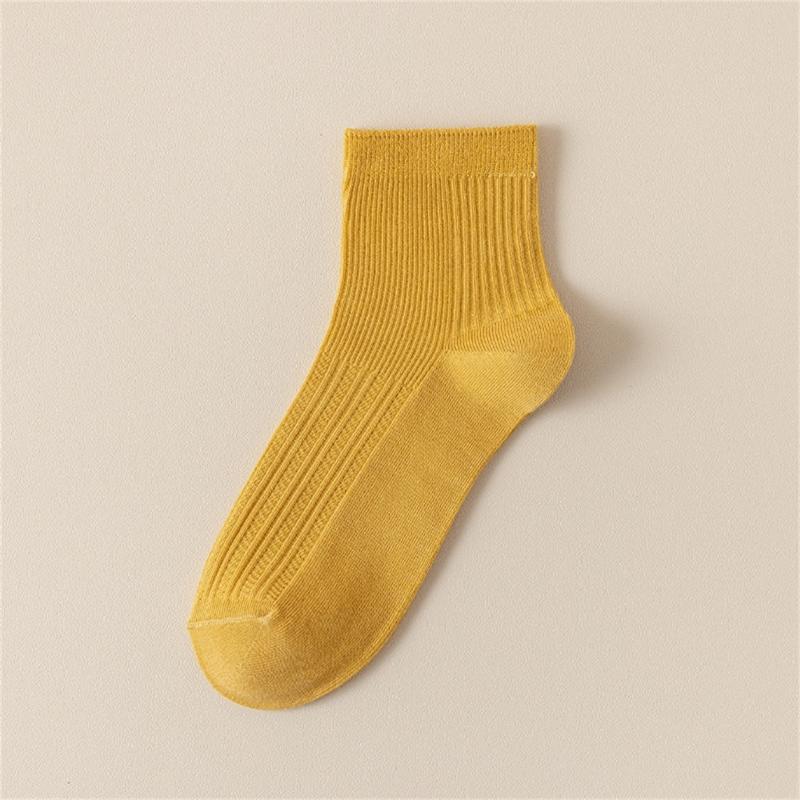 Solid Color Men Sock Spring Autumn Casual Basic Stocking Vertical Stripes Breathable Comfortable Casual Sports Socking