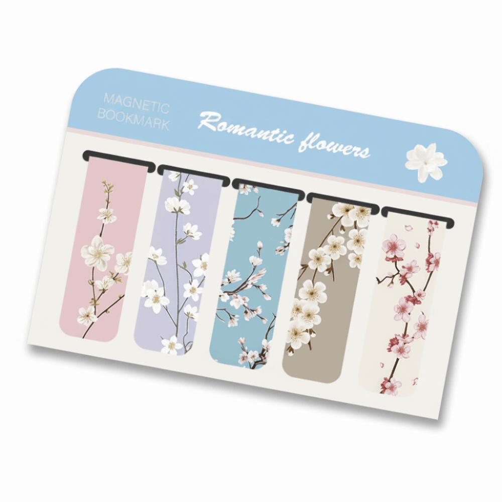 5 Pcs/Set Flower Pattern Annotated Bookmarks for Reading, Annotation, and Gift