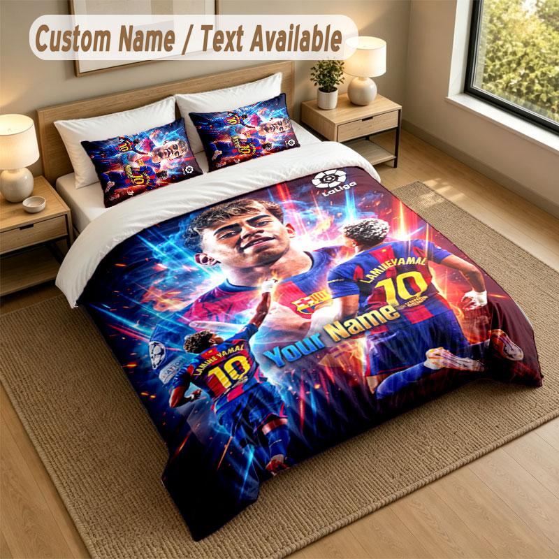 Bedding Set 1 Duvet Cover 2 Pillowcases Lamine Yamal Print Soft Bed Linen Bedroom Decor