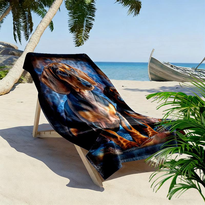 Dachshund Puzzle Print Beach Towel, Large Soft Quick Dry Towel for Beach Camping Swimming